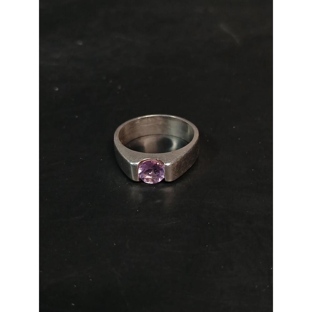 Boma Sterling Silver Amethyst Ring Modern Minimalist 925 Size 7.75
